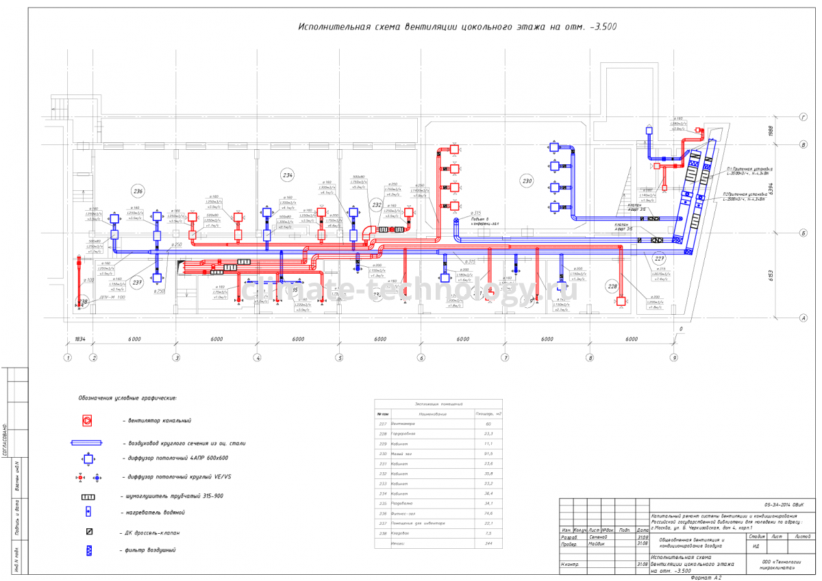 План вентиляции цокольного этажа (исполнительная документация);План вентиляции цокольного этажа (исполнительная документация)